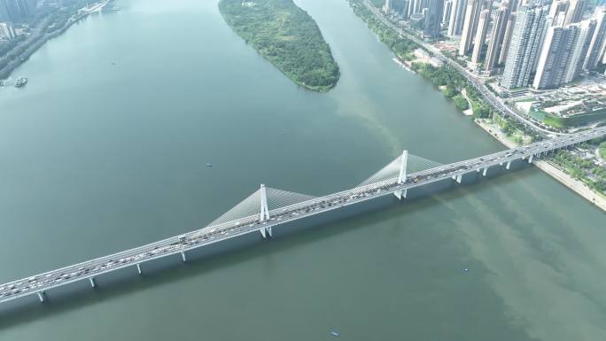 长沙银盆岭大桥航拍桥梁交通湘江跨江大桥