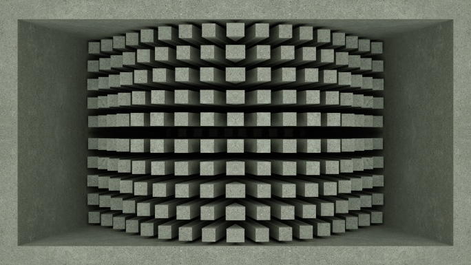 【裸眼3D】肌理墙体方形石头方块矩阵空间