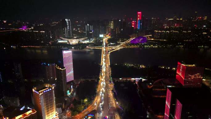 沈阳浑河大桥盛京大剧院夜景航拍_1