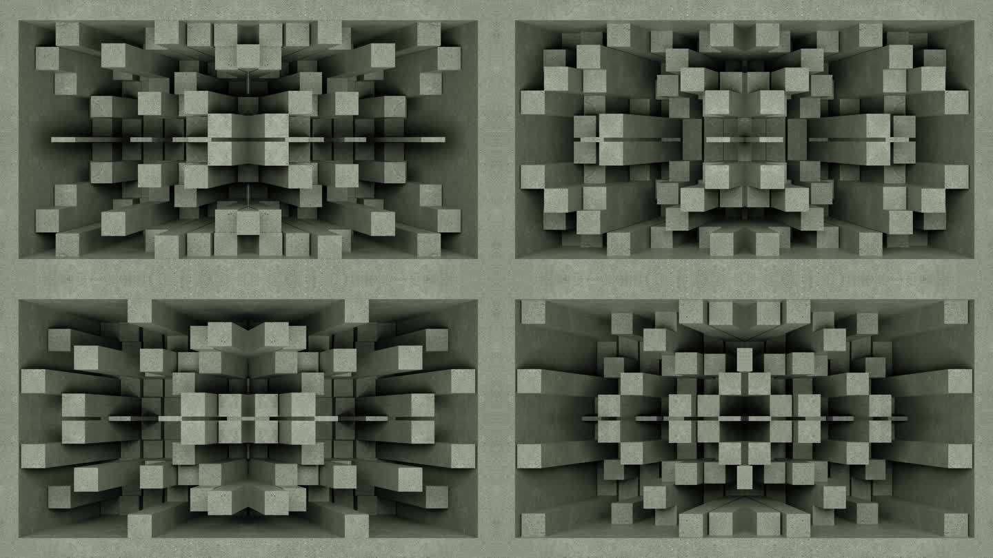 【裸眼3D】肌理石块墙体凹凸方块矩阵空间