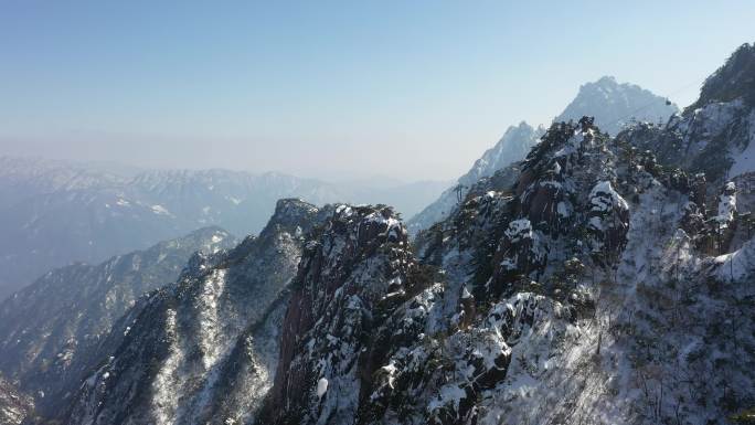 DJI903黄山云谷索道白鹅岭仙都峰雪景