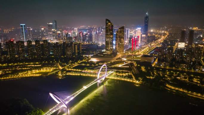 河西夜景航拍延时