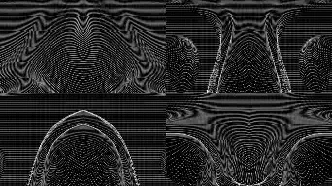 【4K时尚背景】黑白粒子光点曲线线条科技
