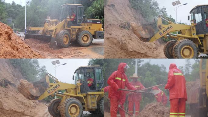 道路抢险塌方山体滑坡挖掘机装载机公路抢险