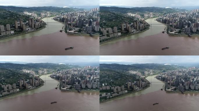 重庆涪陵两江交汇处现“鸳鸯锅”景观