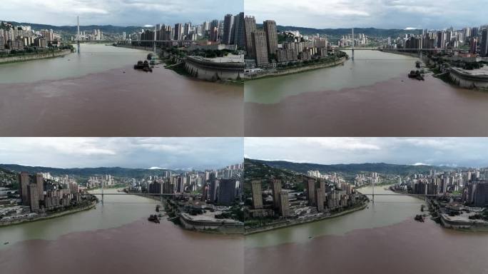 重庆涪陵两江交汇处现“鸳鸯锅”景观