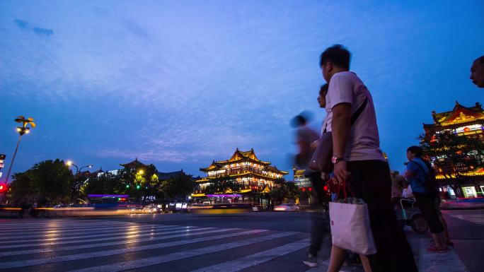 古都开封新街口宋都御街延时摄影素材