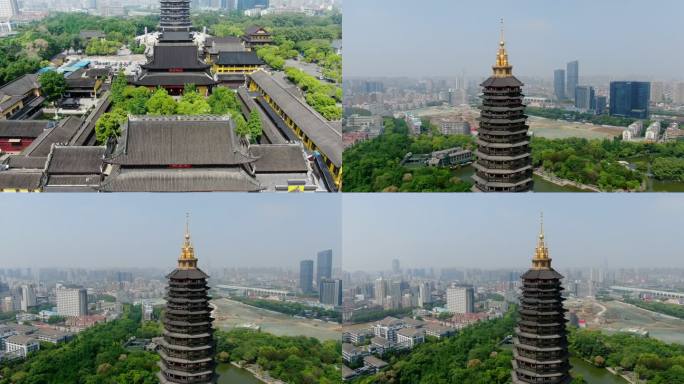 江苏常州天宁禅寺无人机4K航拍视频