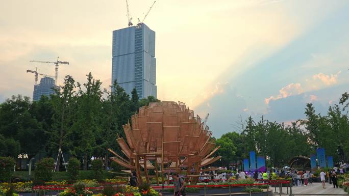 延时 杭州钱江世纪城公园建成开园第一天