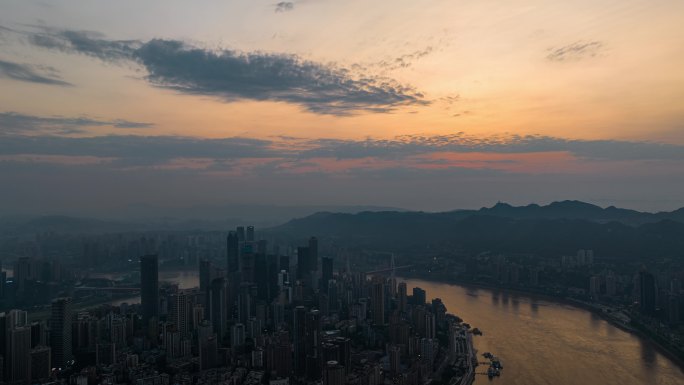 4K重庆夏日日出朝霞航拍延时