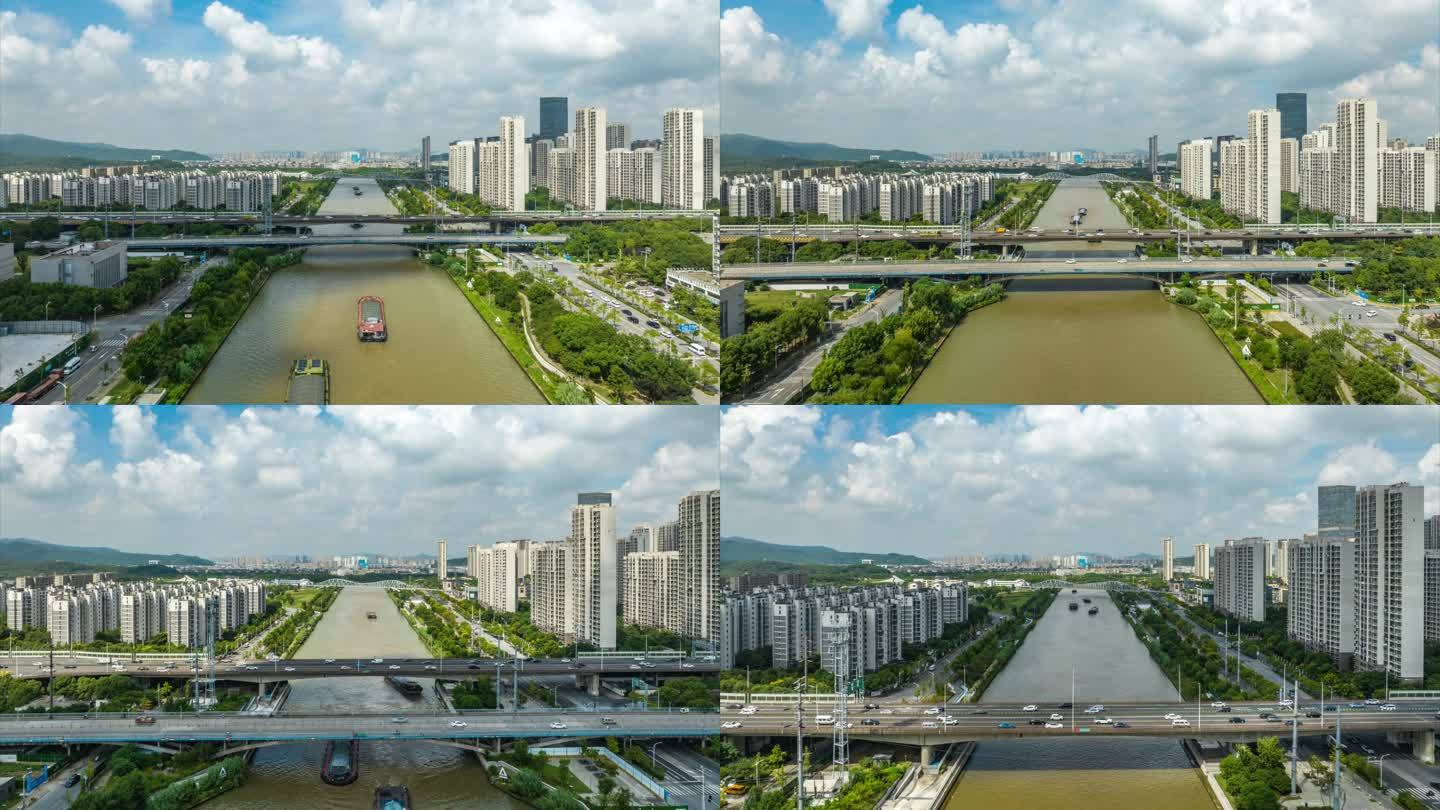 【正版4K素材】京杭大运河延时摄影