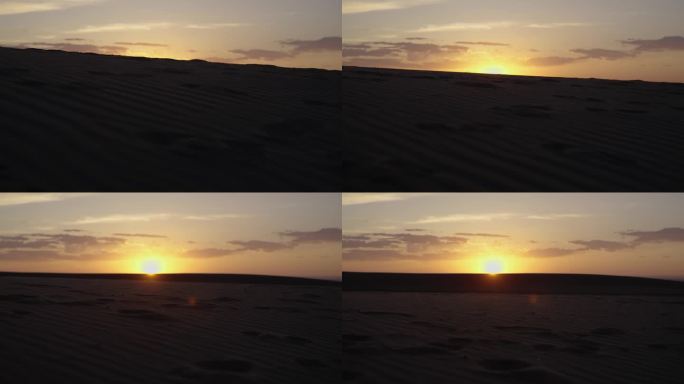 沙漠夕阳日落光影变化剪影沙漠