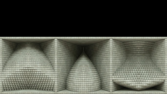 【裸眼3D】水泥墙体灰色石质折角矩阵空间