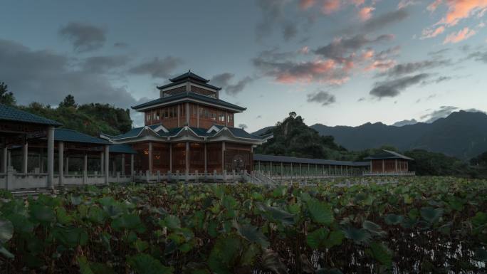 福州大学校园风光福友阁日转夜延时