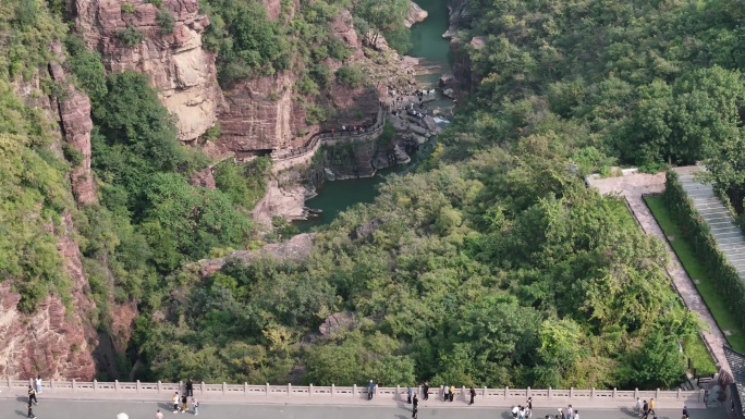 河南焦作修武风景名胜云台山红石峡景区航拍