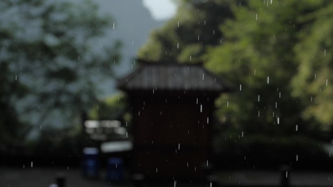 J安徽黄山市齐云山下雨天实拍视频