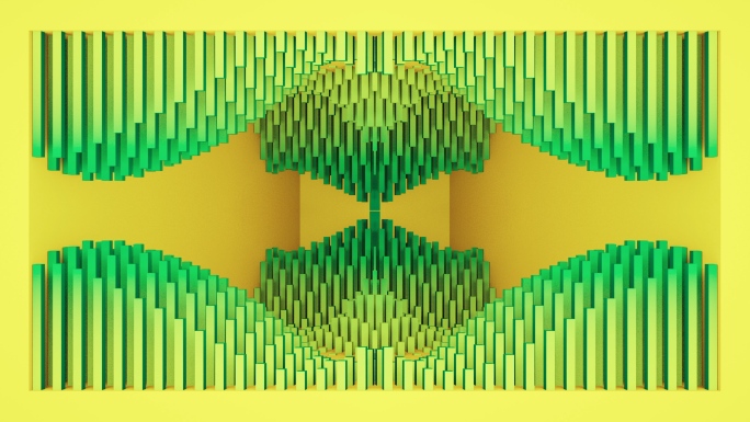 【裸眼3D】黄绿渐变时尚韵律几何艺术空间