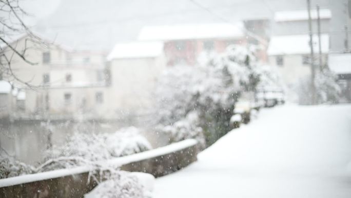 浙西山村雪景航拍视频