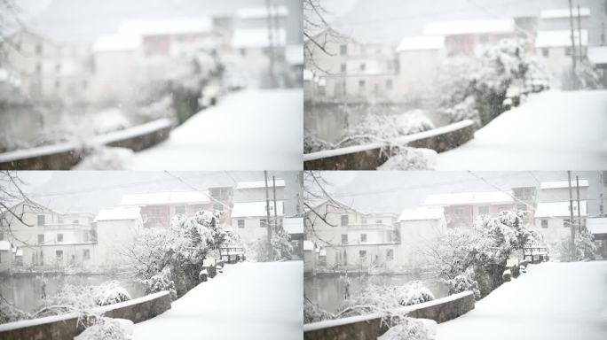 浙西山村雪景航拍视频