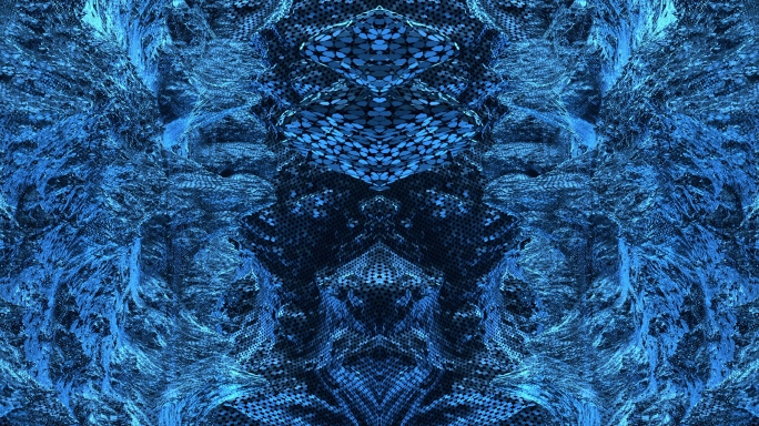 【4K背景】炫蓝奢华镜像迷幻分形碎片空间