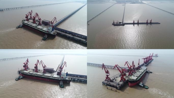 4K航拍江苏盐城大丰港口起重机