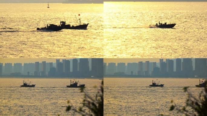 青岛海滨 海上落日 夕阳海面 青岛鱼鸣嘴