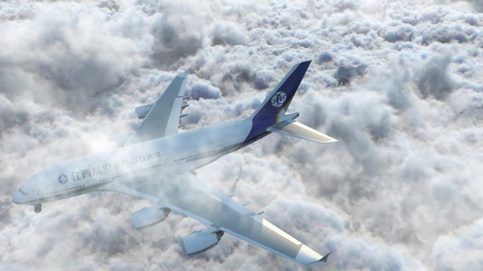 飞机穿过云层转场