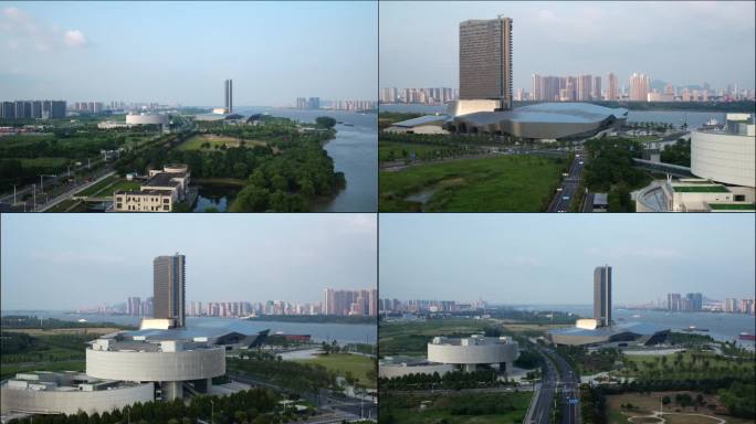 南京江北扬子江国际会议中心长江风景航拍