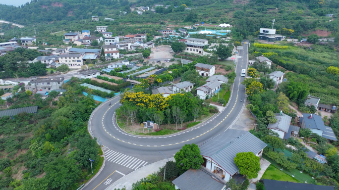 龙泉山民宿农家乐航拍 4K