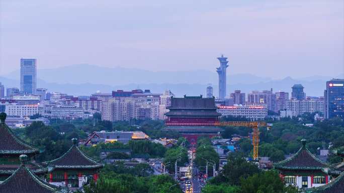北京鼓楼奥林匹克塔玲珑塔日转夜延时摄影