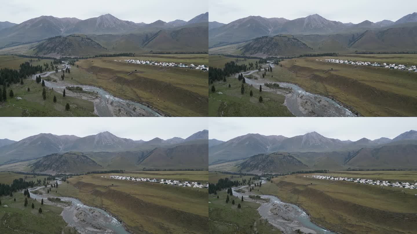 草原风光  晨雾弥漫  新疆风景