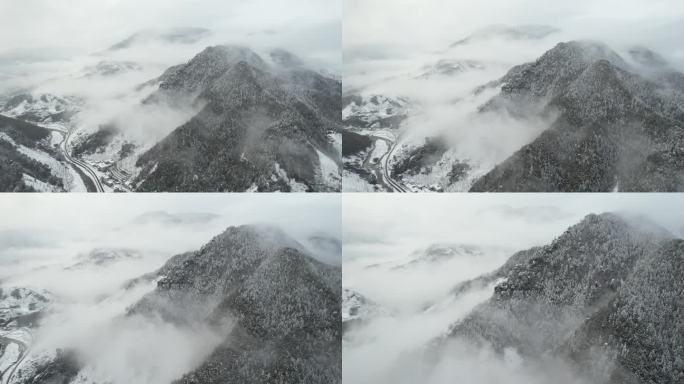 浙西山村雪景航拍视频