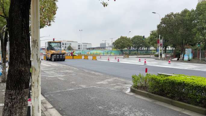 4K原创 建设 修路压路 工人道路