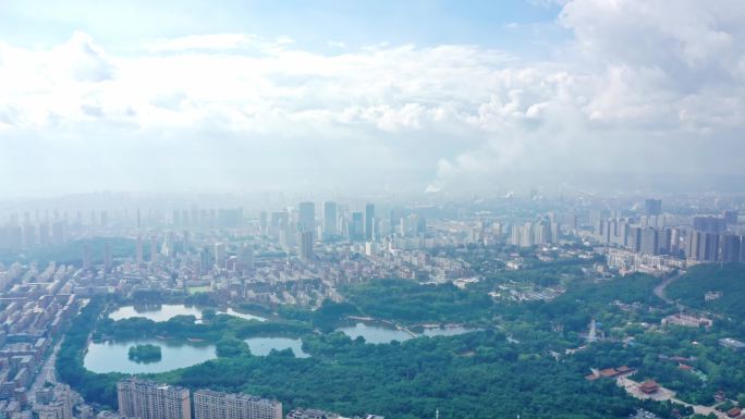 辽宁鞍山二一九公园大景雨后航拍