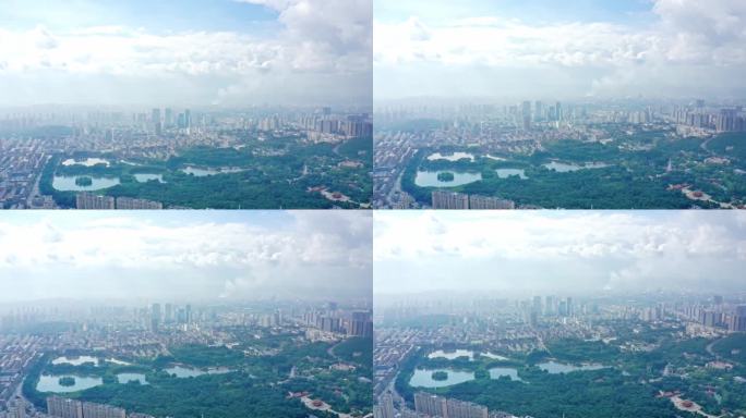 辽宁鞍山二一九公园大景雨后航拍