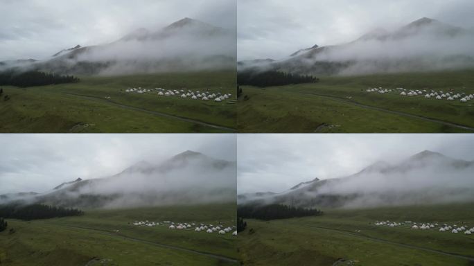 草原风光  晨雾弥漫  新疆风景