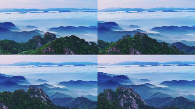 辽宁鞍山千山景区风光航拍日出云海3