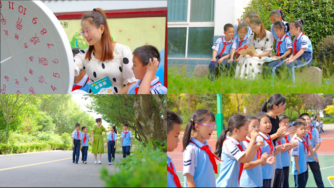 老师和学生户外学习形象镜头