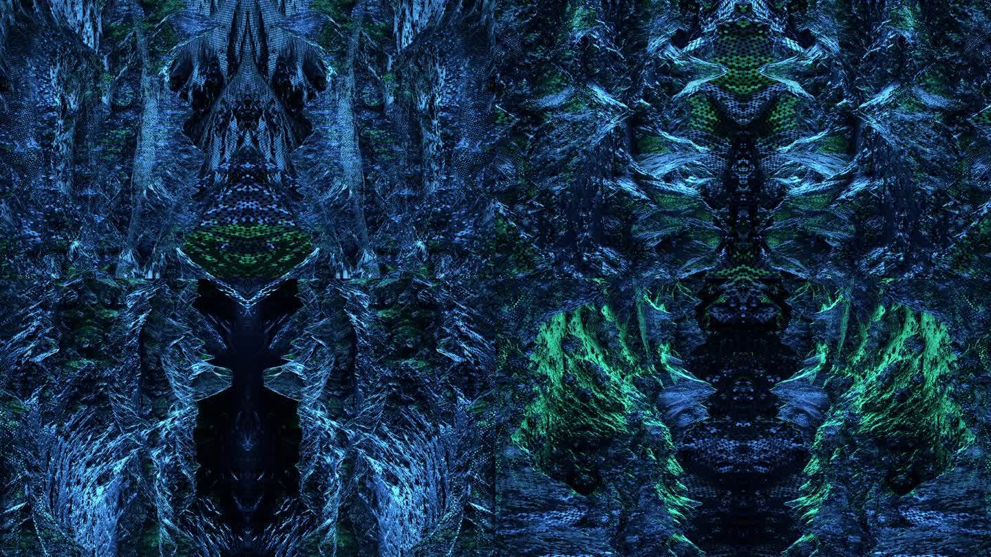 【4K背景】蓝绿奢华碎片镜像迷幻魔幻空间