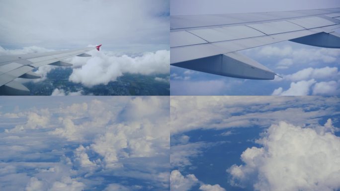 飞机机翼飞行航空运输客机云朵