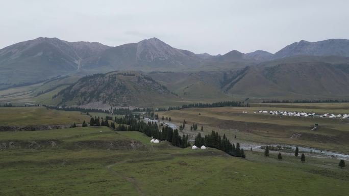 草原风光  晨雾弥漫  新疆风景