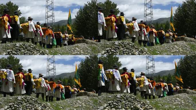 高原农田 群众 盛装旺果节 西藏过林卡