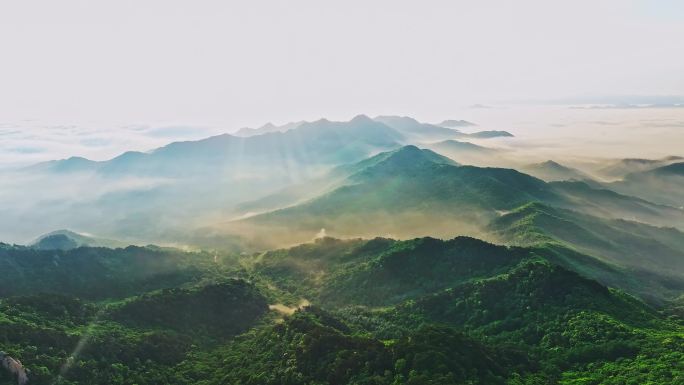 辽宁鞍山千山景区风光航拍日出云海24