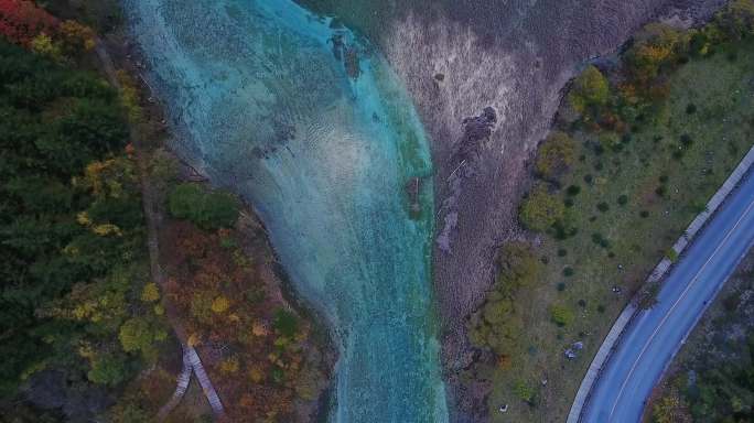 航拍九寨沟芦苇海盆景滩火花海