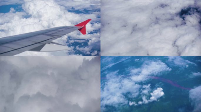 飞机机翼飞行航空运输客机云朵