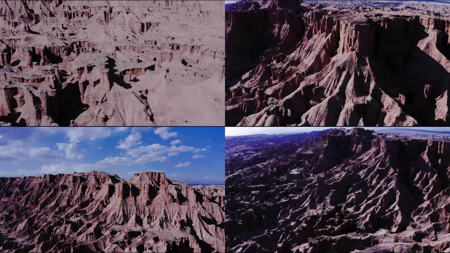 四段新疆拜城红石林4K航拍视频