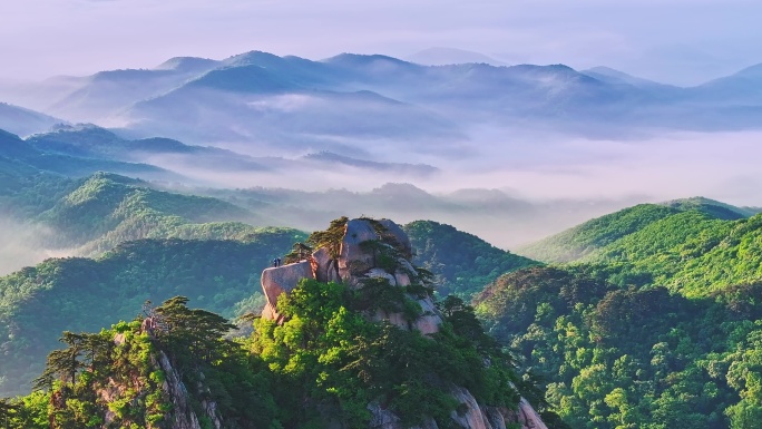 辽宁鞍山千山景区风光航拍日出云海17