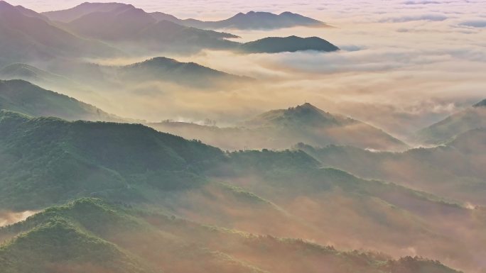 辽宁鞍山千山景区风光航拍日出云海29