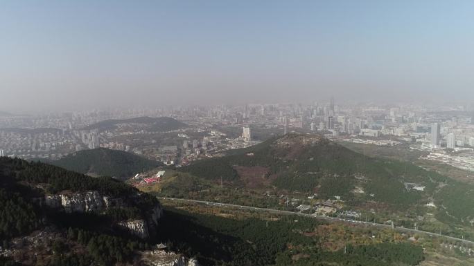 济南山间初冬，济南佛惠山航拍景观