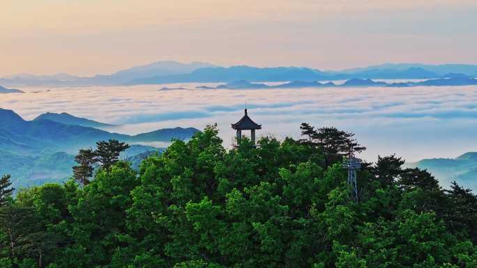 辽宁鞍山千山景区风光航拍日出云海14